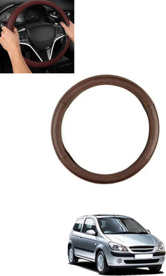 ABJD Steering Cover For Hyundai Getz(Brown, Leatherite)