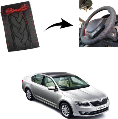 Autoinnovation Hand Stiched Steering Cover For Skoda Octavia(Black, Leather)