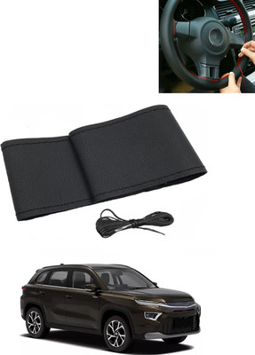 MATIES Hand Stiched Steering Cover For Toyota Universal For Car(Black, Leatherite)
