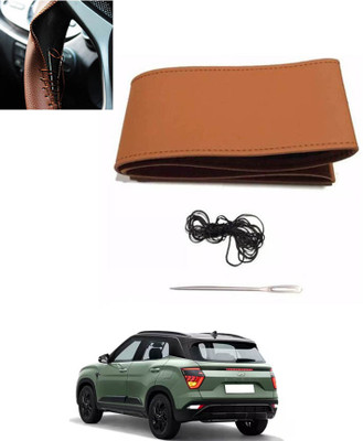 MATIES Hand Stiched Steering Cover For Hyundai Creta(Tan, Leatherite)