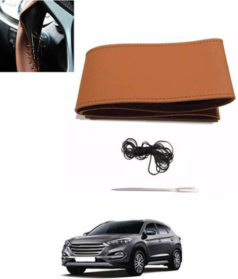 monolive Hand Stiched Steering Cover For Hyundai Tucson(Tan, Leatherite)