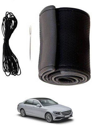 ABJD Hand Stiched Steering Cover For Renault E200(Grey, Black, Leatherite)