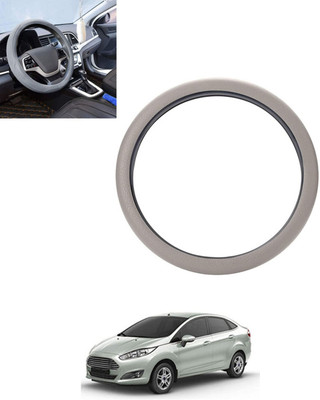 ABJD Steering Cover For Ford Figo(Silver, Leatherite)