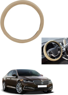 MATIES Steering Cover For Skoda Superb(Beige, Leather)