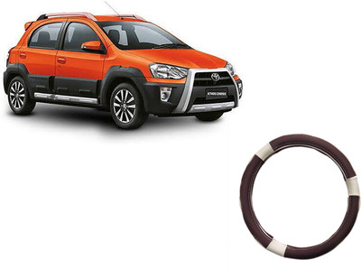 HOTRENZ Steering Cover For Toyota Etios Cross(White,Brown, Leatherite)