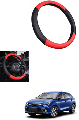 MATIES Steering Cover For Toyota Universal For Car(Red/Black, Leather)