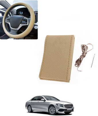 AYW Hand Stiched Steering Cover For Mercedes Benz E220(Beige, Leatherite)