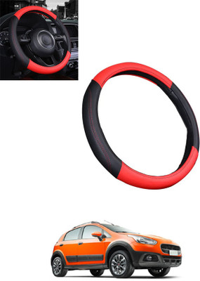 MATIES Steering Cover For Fiat Avventura(Red/Black, Leatherite)