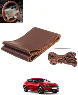 RKPSP Hand Stiched Steering Cover For Toyota Etios(Brown, Leatherite)