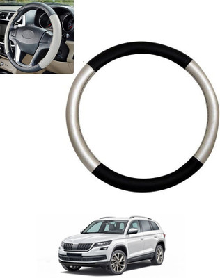 MSNP Steering Cover For Skoda Universal For Car(Silver,Black, Leatherite)