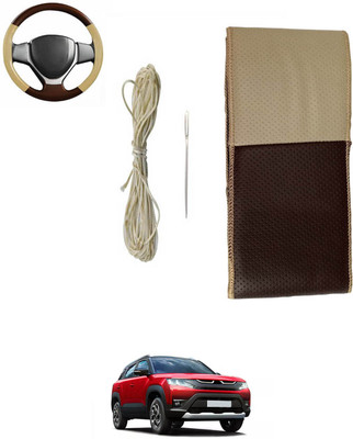 MSNP Hand Stiched Steering Cover For Honda Brio(Beige, Brown, Leatherite)