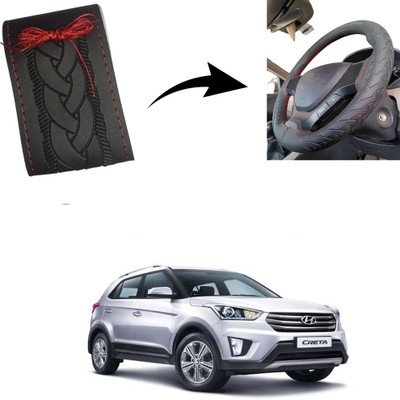 Autoinnovation Hand Stiched Steering Cover For Hyundai Creta(Black, Leather)
