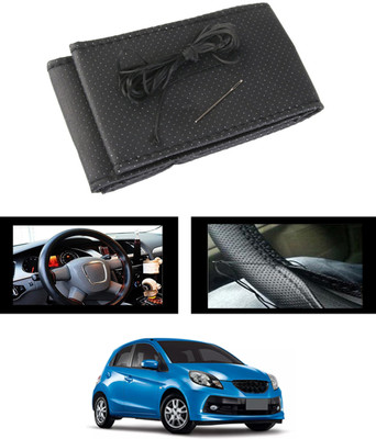 monolive Hand Stiched Steering Cover For Honda Brio(Black, Leatherite)