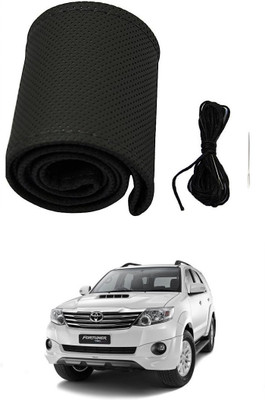 arneja trading company Hand Stiched Steering Cover For Toyota Fortuner(Black, Leather)