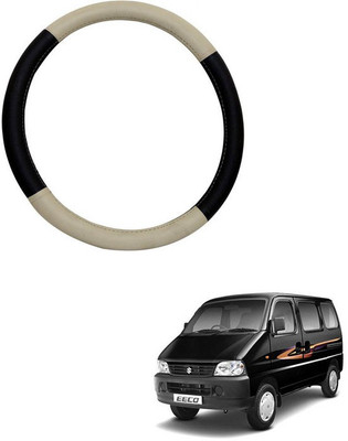 RKPSP Hand Stiched Steering Cover For Universal For Car Elantra(Beige/Black, Leatherite)