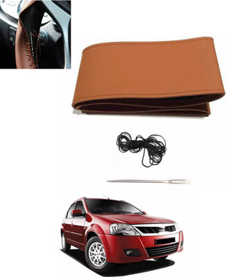 MSNP Hand Stiched Steering Cover For Mahindra Verito(Tan, Leatherite)