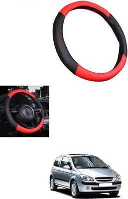MATIES Steering Cover For Hyundai Getz(Red/Black, Leather)