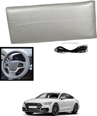 MATIES Hand Stiched Steering Cover For Audi S7(Silver, Leatherite)