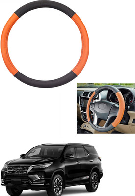 MATIES Steering Cover For Toyota Fortuner(Tan/Black, Leather)