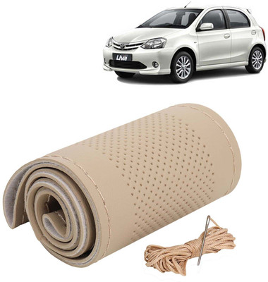 Kingsway Hand Stiched Steering Cover For Toyota Etios Liva(Beige Color with Beige Thread, Leatherite)