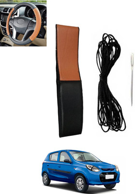 monolive Hand Stiched Steering Cover For Universal For Car Alto 800(Tan, Black, Leatherite)