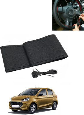 MATIES Hand Stiched Steering Cover For Maruti Alto K10(Black, Leatherite)