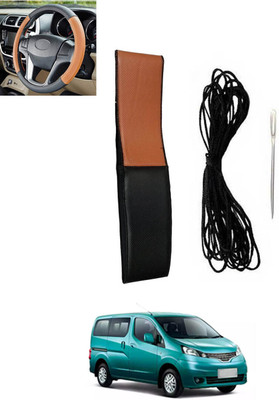 monolive Hand Stiched Steering Cover For Nissan Evalia(Tan, Black, Leatherite)