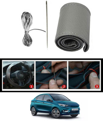 RKPSP Hand Stiched Steering Cover For Tata Universal For Car(Grey, Leatherite)