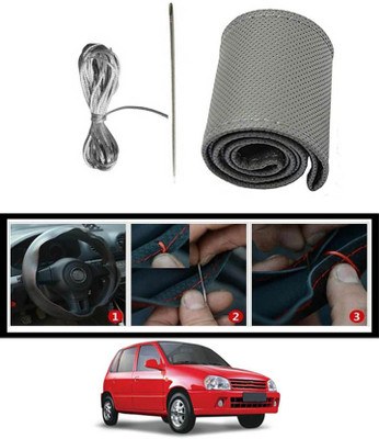 monolive Hand Stiched Steering Cover For Universal For Car Zen(Grey, Leatherite)