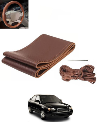 RKPSP Hand Stiched Steering Cover For Fiat Avventura(Brown, Leatherite)