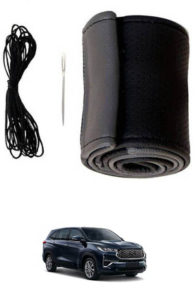 monolive Hand Stiched Steering Cover For Universal For Car Innova(Grey/Black, Leatherite)