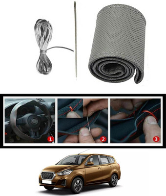 MATIES Hand Stiched Steering Cover For Datsun Universal For Car(Grey, Leatherite)