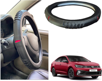 PEEPS STORE Steering Cover For Volkswagen NA(Black, Red, Leatherite)