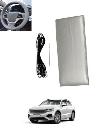 monolive Hand Stiched Steering Cover For Volkswagen Touareg(Silver, Leatherite)