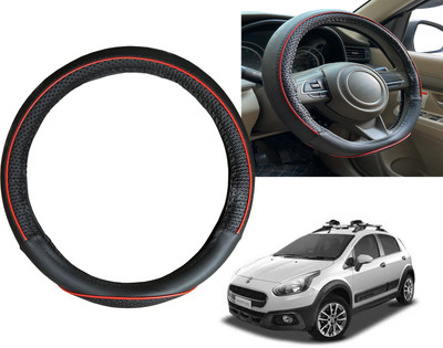 PEEPS STORE Steering Cover For Fiat Avventura(Black, Red, Leatherite)