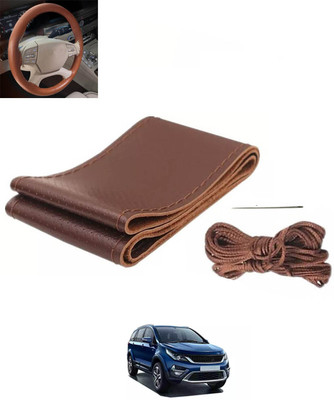 RKPSP Hand Stiched Steering Cover For Universal For Car Universal For Car(Brown, Leatherite)