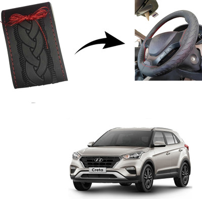 Autoinnovation Hand Stiched Steering Cover For Hyundai Creta(Black, Leather)