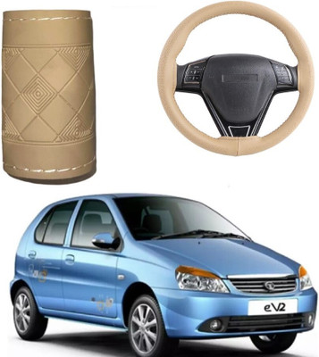 ARNEJA Hand Stiched Steering Cover For Tata Indica(Beige, Leather)