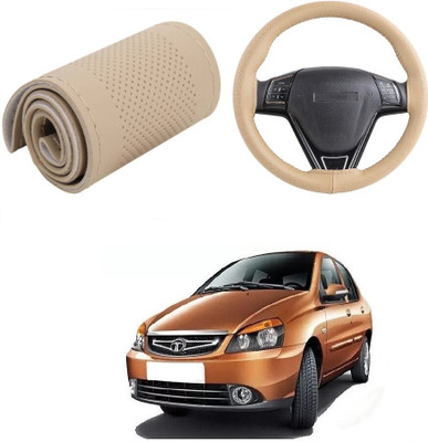 Arnejas Hand Stiched Steering Cover For Tata Indigo(Beige, Leather)