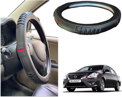 PEEPS STORE Steering Cover For Nissan Sunny(Black, Red, Leatherite)