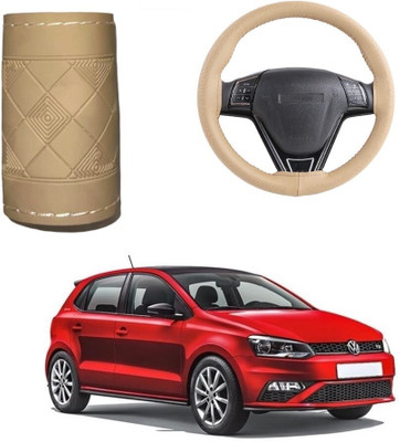 ARNEJA Hand Stiched Steering Cover For Volkswagen Polo GT(Beige, Leather)