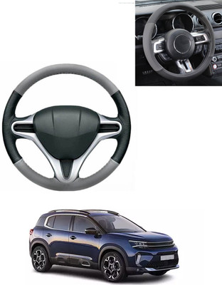 AYW Steering Cover For Universal For Car Universal For Car(Grey/Black, Leatherite)