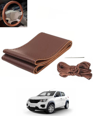 RKPSP Hand Stiched Steering Cover For Renault Kwid(Brown, Leatherite)