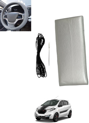 MSNP Hand Stiched Steering Cover For Datsun Universal For Car(Silver, Leatherite)