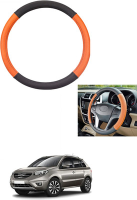 MATIES Steering Cover For Renault Koleos(Tan/Black, Leather)