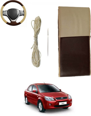 MATIES Hand Stiched Steering Cover For Ford Ikon(Beige/Brown, Leatherite)
