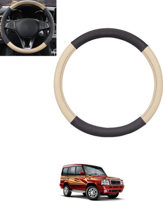 monolive Hand Stiched Steering Cover For Tata Sumo(Beige, Black, Leatherite)