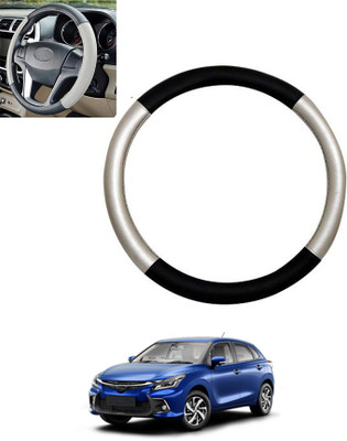 MSNP Steering Cover For Toyota Universal For Car(Silver,Black, Leatherite)