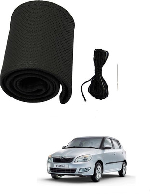 arneja trading company Hand Stiched Steering Cover For Skoda Fabia(Black, Leather)