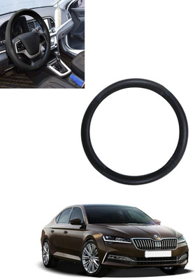 ABJD Steering Cover For Skoda Superb(Black, Leatherite)